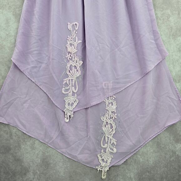 Purple Lace Asymmetrical Rhinestone Lace Cottage Retro Skirt Plus 4XL - Picture 4 of 6